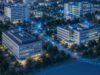 „Vernetzter Krankenhausverbund mit digital verbundenen Klinikgebäuden und Datenflüssen als Symbol für die S/4HANA-Transformation im Gesundheitswesen.“